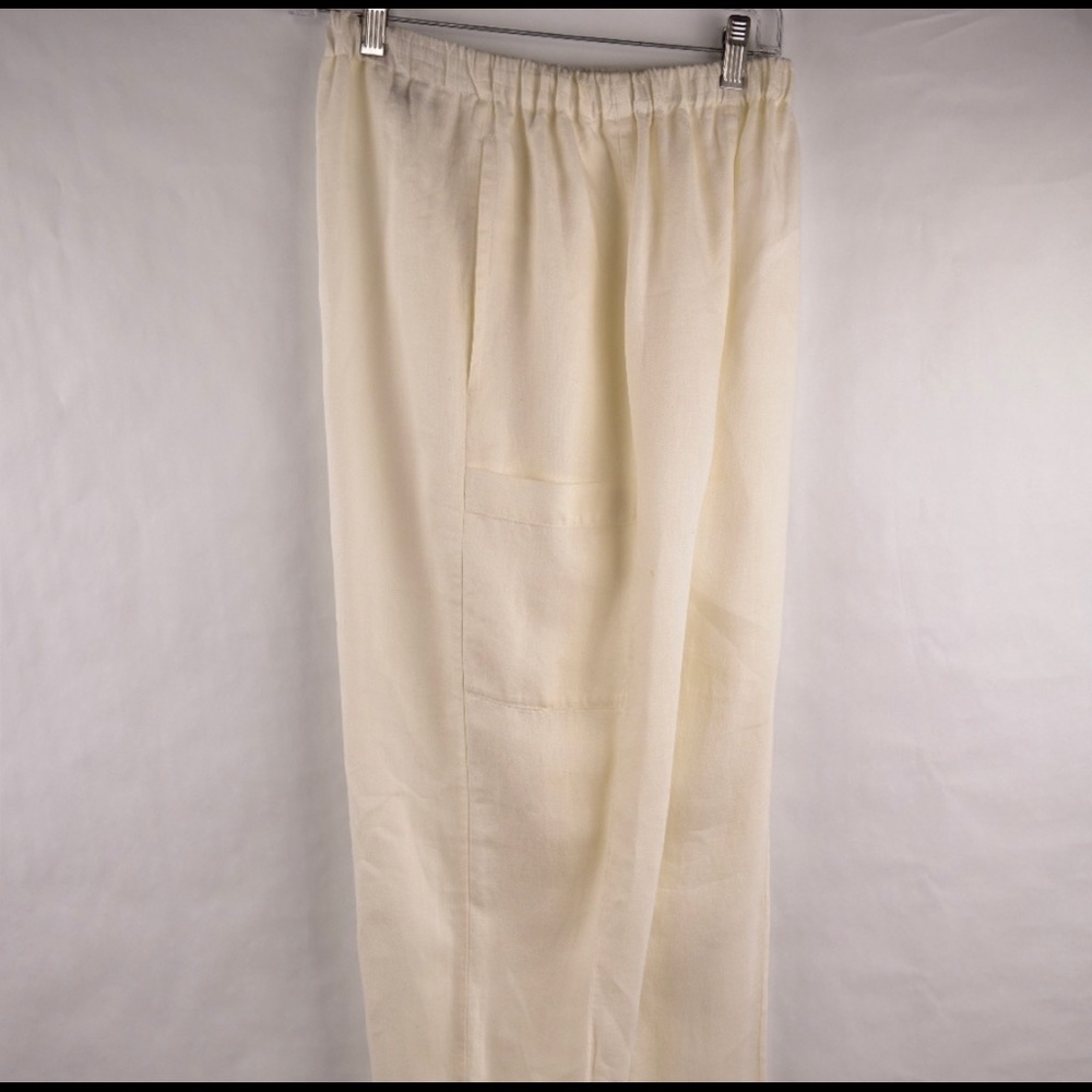 Eskandar Womens Pants Sz 0 Linen Elastic Waistband
